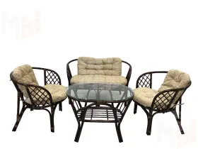 Комплект Багама с диваном с простыми  подушками и овальным столом