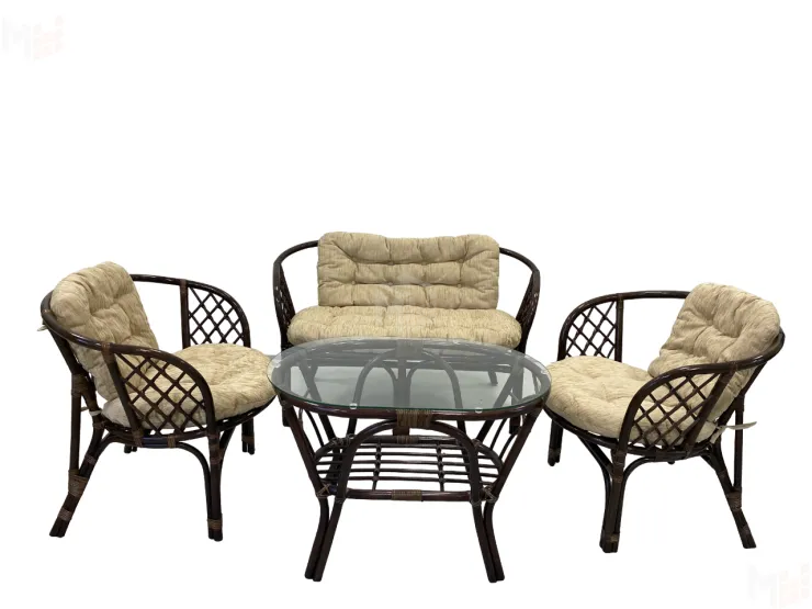 Комплект Багама с диваном с простыми  подушками и овальным столом