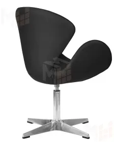Кресло дизайнерское DOBRIN SWAN (черный кожзам P13, алюминиевое основание)