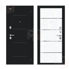 Входная металлическая дверь Лайн Букле черное/Snow Art