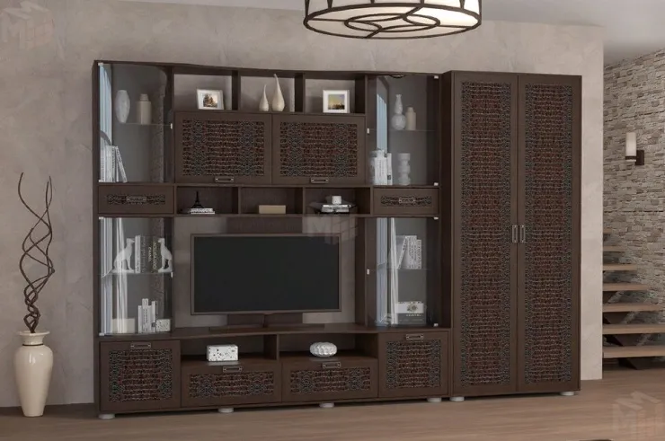 Гостиная Аллегро 4 со шкафом Крокодил Темный