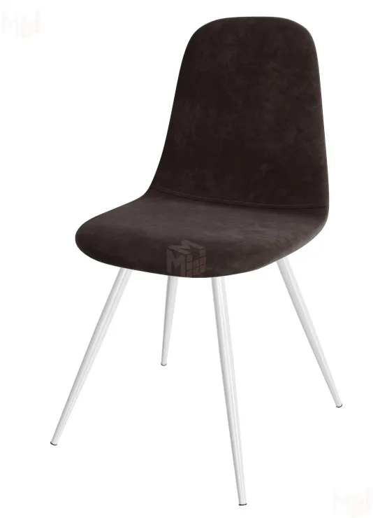 Стул Кассиопея (велюр шоколад, ноги конус белый)