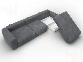 Диван угловой Лига-066 НПБ Лонг угол правый ( BRUT 16 темно-серый )