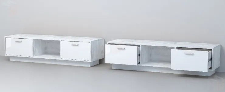 Тумба Т-3 Эго ПД  Бетон Светлый/Белый Глянец