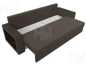 Диван прямой Дубай Лайт полки слева ( Коричневый )