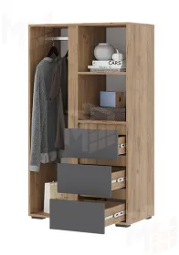 Шкаф Хелен ШК 03 дуб крафт золото - серый графит