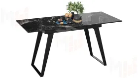 Стол обеденный Техно Черный муар, Стекло глянцевое черный мрамор