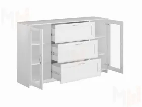 Тумба Сириус 2 двери со стеклом и 3 ящика 156*95 Белый