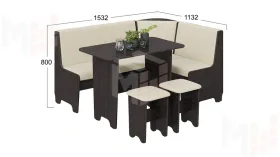 Кухонный уголок Техас Исп.1 Венге, Экокожа бежевая