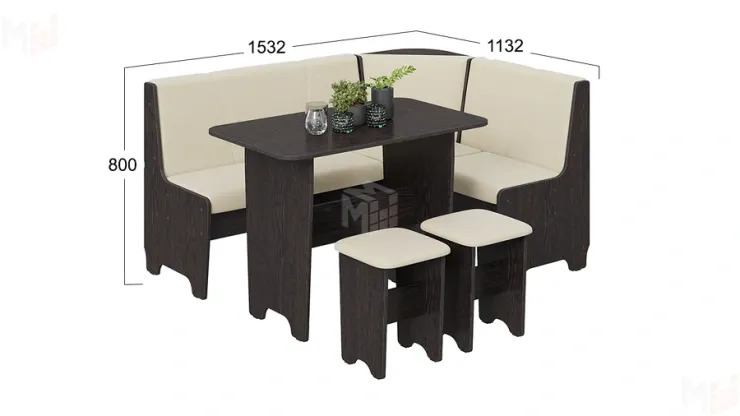 Кухонный уголок Техас Исп.1 Венге, Экокожа бежевая