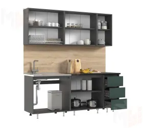 Кухонный гарнитур Челси 2,0 (графит/изумрудный, кастилло темный)