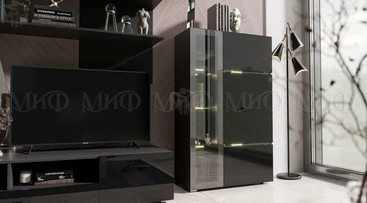 Гостиная Николь (черный глянец/черный)