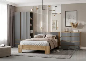 Спальный гарнитур Хелен дуб крафт золото - серый графит комплект-1