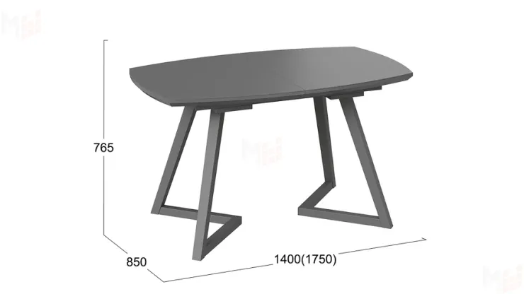 Стол обеденный TESCA 2 Графит, Стекло графит матовое