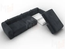 Диван угловой Лига-066 НПБ Лонг угол правый ( TOWER 11 темно-серый )