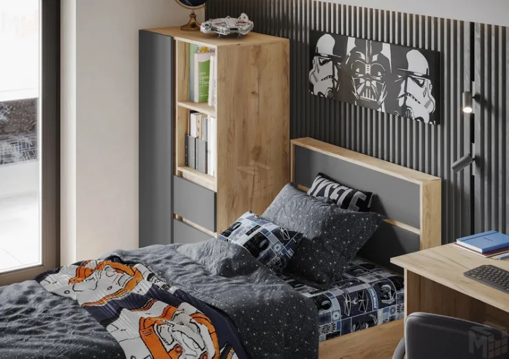 Модульная детская Хелен дуб крафт золото - серый графит