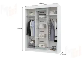 Шкаф-купе VICTOR с зеркалом (бетон/белый)