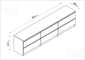 Тумба ТВ Кастор 6 ящиков (белый)