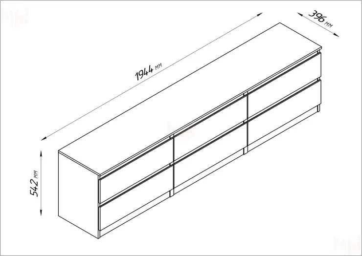 Тумба ТВ Кастор 6 ящиков (белый)