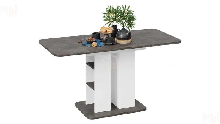 Стол раздвижной Мюнхен Тип 2 Белый Ясень, Ателье темный