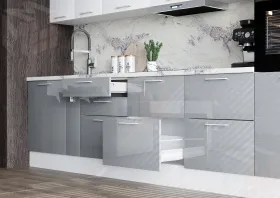 Кухонный гарнитур Galaxy 3,2 белый глянец/серый глянец