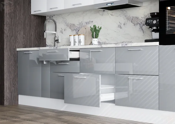 Кухонный гарнитур Galaxy 3,2 белый глянец/серый глянец