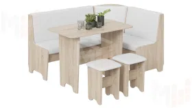 Кухонный уголок Техас Исп.1 Дуб Сонома, Экокожа белая