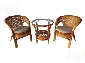 Комплект мебели из ротанга "Пеланги дуэт": два кресла и круглый столик  02/15