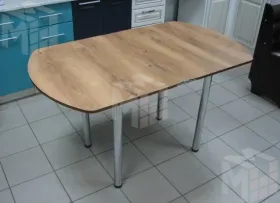 Стол Евро поворотно-раскладной с ящиком 780*590 (орех тёмный), ножки хром