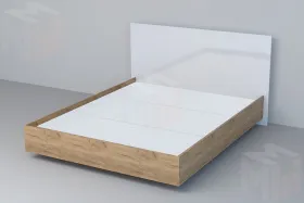 Кровать 031 Эго Дуб Крафт Золотой/Белый Глянец (ЛДСП) ЛН 1600х2000