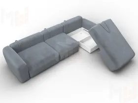 Диван угловой Лига-066 НПБ Лонг угол правый ( TOWER 10 серый )