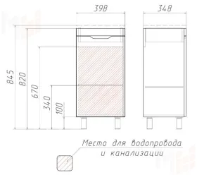 Тумба под умывальник "Andrea 40" 3D без ящика Домино