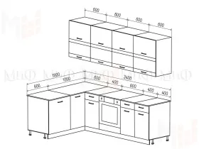 Кухня угловая Техно New 1,6*2,4 комп №4 Белый снег софт/Слива софт