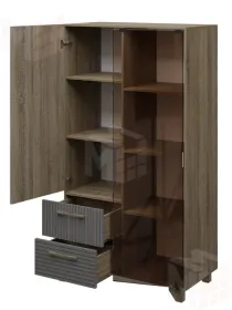 Стеллаж Копенгаген со стеклом (дуб самдал/серый графит)