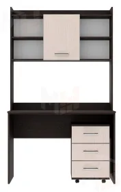 Компьютерный стол ПКС-9 с надстройкой и выкатной тумбой Венге-Белфорт