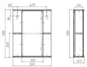 Шкаф-зеркало Норма 2-55 левый/правый Айсберг