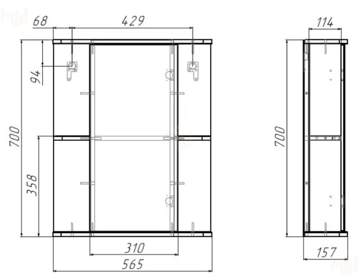 Шкаф-зеркало Норма 2-55 левый/правый Айсберг