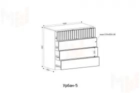 Комод Урбан 5 Лайт Грей Софт/Белый Шелк