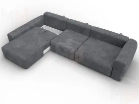 Диван угловой Лига-066 НПБ Лонг угол левый ( BRUT 16 темно-серый )