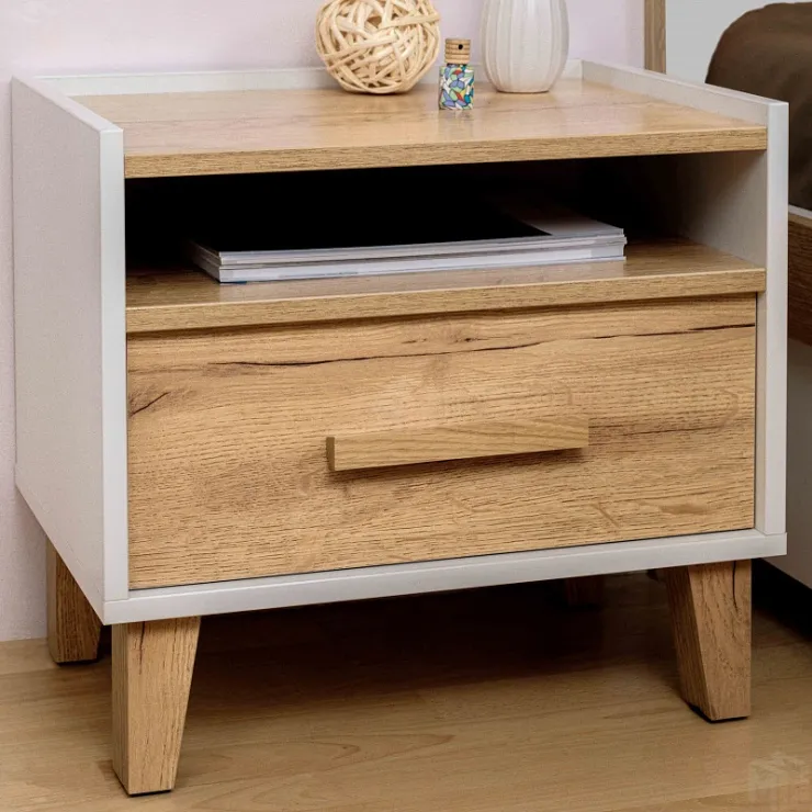 Тумба прикроватная Айрис 41 Белый/Дуб золотистый