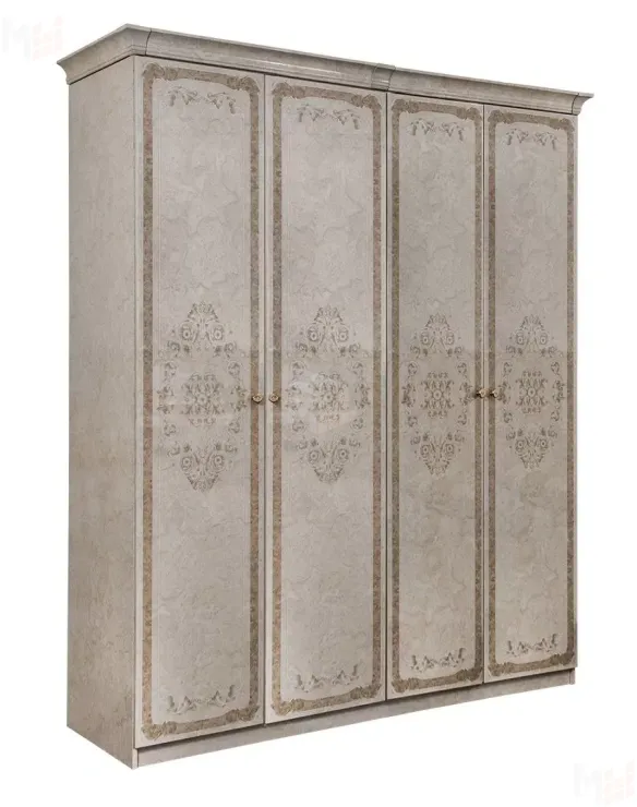 Шкаф Патрисия 4-дверный (2+2) без зеркал крем корень глянец