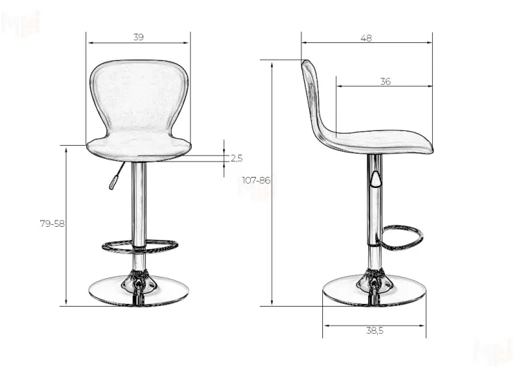 Стул барный DOBRIN ELISA (серый)