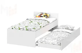 Кровать одинарная с выкатными ящиками  (0,9 x 2,0)  Токио Белый текстурный