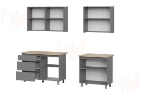 Кухонный гарнитур Денвер 2,0 м графит серый/дуб сонома