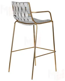 Стул барный DOBRIN MILLER GOLD (светло-серый велюр (135-37))
