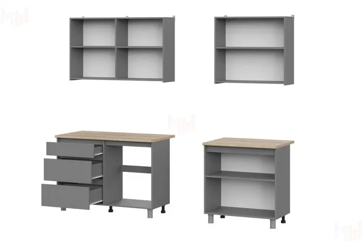 Кухонный гарнитур Денвер 2,0 м графит серый/дуб сонома