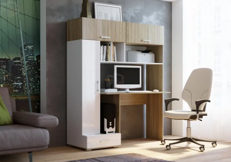 Компьютерный стол ПКС-1 сонома/белый