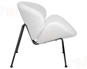 Кресло дизайнерское DOBRIN EMILY (белый (букле) ткань, черное основание)