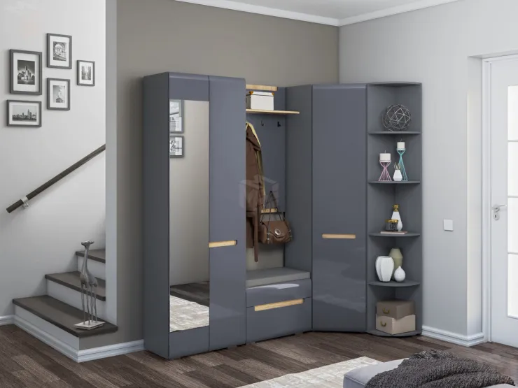 Прихожая Стокгольм Серый Графит/Графит Глянец №2