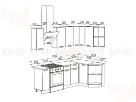 Кухня угловая Техно New 1,7*1,3 Горчица софт/Атлантик софт